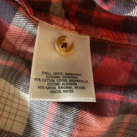 Anthropologie Plaid Button Down Woman's Flannel with Pockets 3/4 Sleeve 8 Petite - Picture 6 of 9